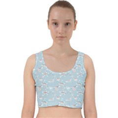 Birds And Flowers Velvet Racer Back Crop Top by CuteKingdom