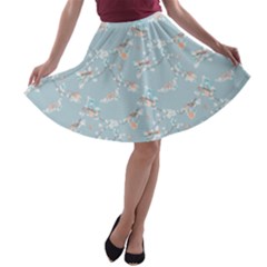 Birds And Flowers A-line Skater Skirt by CuteKingdom