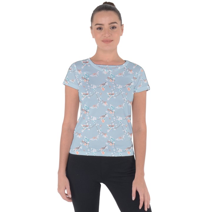 Birds And Flowers Short Sleeve Sports Top 