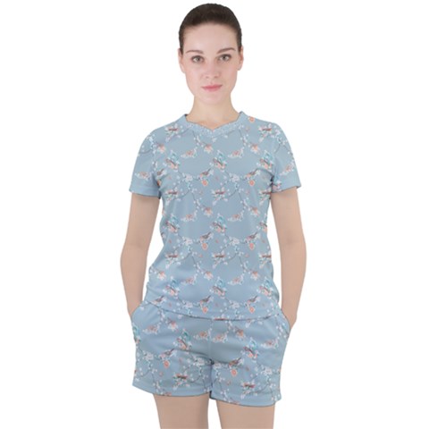 Birds And Flowers Women s Tee And Shorts Set by CuteKingdom