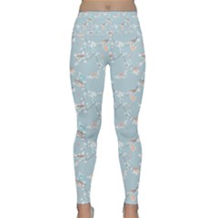 Birds And Flowers Lightweight Velour Classic Yoga Leggings by CuteKingdom