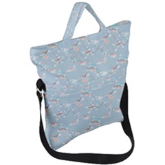 Birds And Flowers Fold Over Handle Tote Bag by CuteKingdom