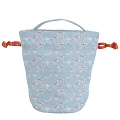 Birds And Flowers Drawstring Bucket Bag by CuteKingdom