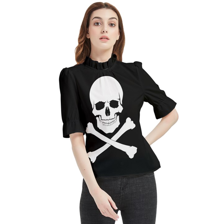 Pirate flag-Jolly Rojer Frill Neck Blouse