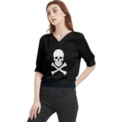 Pirate Flag-jolly Rojer Quarter Sleeve Blouse