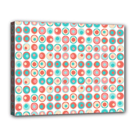 Aqua Coral Circles Canvas 14  X 11  (stretched) by CuteKingdom