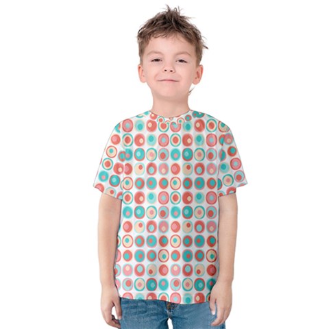 Aqua Coral Circles Kids  Cotton Tee by CuteKingdom