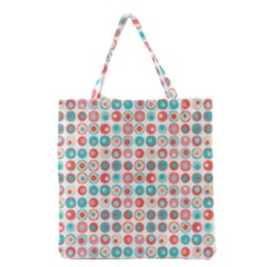 Aqua Coral Circles Grocery Tote Bag by CuteKingdom