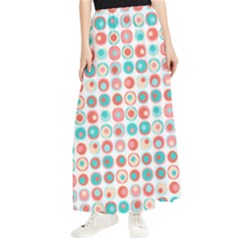 Aqua Coral Circles Maxi Chiffon Skirt