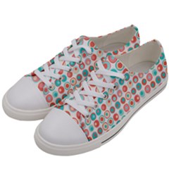 Aqua Coral Circles Women s Low Top Canvas Sneakers by CuteKingdom