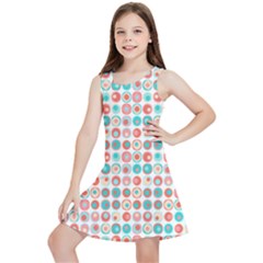 Aqua Coral Circles Kids  Lightweight Sleeveless Dress