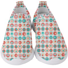 Aqua Coral Circles Kids  Slip On Sneakers by CuteKingdom