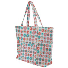 Aqua Coral Circles Zip Up Canvas Bag by CuteKingdom