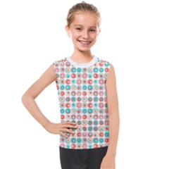 Aqua Coral Circles Kids  Mesh Tank Top