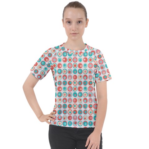 Aqua Coral Circles Women s Sport Raglan Tee by CuteKingdom