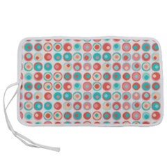 Aqua Coral Circles Pen Storage Case (l)