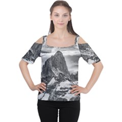 Fitz Roy And Poincenot Mountains, Patagonia Argentina Cutout Shoulder Tee