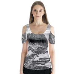 Fitz Roy And Poincenot Mountains, Patagonia Argentina Butterfly Sleeve Cutout Tee 