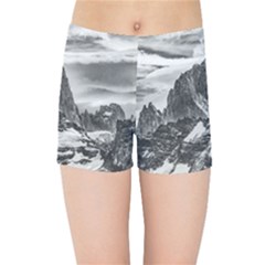 Fitz Roy And Poincenot Mountains, Patagonia Argentina Kids  Sports Shorts by dflcprintsclothing