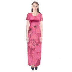 Beauty Pink Rose Detail Photo Short Sleeve Maxi Dress by dflcprintsclothing