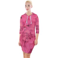 Beauty Pink Rose Detail Photo Quarter Sleeve Hood Bodycon Dress by dflcprintsclothing