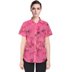 Beauty Pink Rose Detail Photo Women s Short Sleeve Shirt