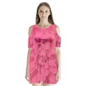 Beauty Pink Rose Detail Photo Shoulder Cutout Velvet One Piece View1