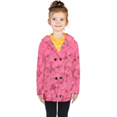 Beauty Pink Rose Detail Photo Kids  Double Breasted Button Coat by dflcprintsclothing