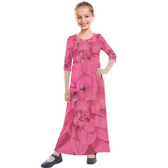 Beauty Pink Rose Detail Photo Kids  Quarter Sleeve Maxi Dress by dflcprintsclothing