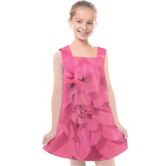 Beauty Pink Rose Detail Photo Kids  Cross Back Dress