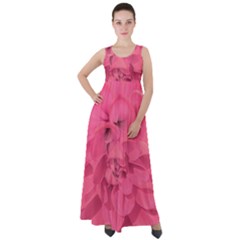 Beauty Pink Rose Detail Photo Empire Waist Velour Maxi Dress by dflcprintsclothing