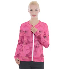 Beauty Pink Rose Detail Photo Casual Zip Up Jacket by dflcprintsclothing