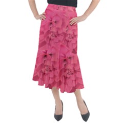 Beauty Pink Rose Detail Photo Midi Mermaid Skirt