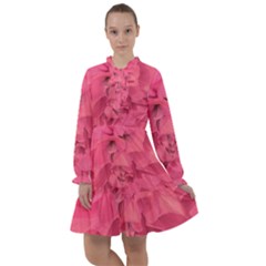 Beauty Pink Rose Detail Photo All Frills Chiffon Dress by dflcprintsclothing