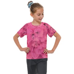 Beauty Pink Rose Detail Photo Kids  Mesh Piece Tee