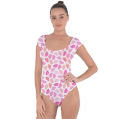 Pink Leaves Short Sleeve Leotard  by CuteKingdom