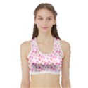 Pink Leaves Sports Bra with Border View1