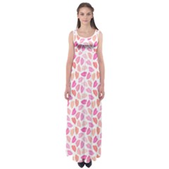 Pink Leaves Empire Waist Maxi Dress by CuteKingdom