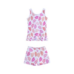 Pink Leaves Kids  Boyleg Swimsuit by CuteKingdom