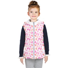 Pink Leaves Kids  Hooded Puffer Vest by CuteKingdom