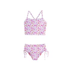 Pink Leaves Girls  Tankini Swimsuit by CuteKingdom