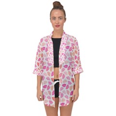 Pink Leaves Open Front Chiffon Kimono by CuteKingdom