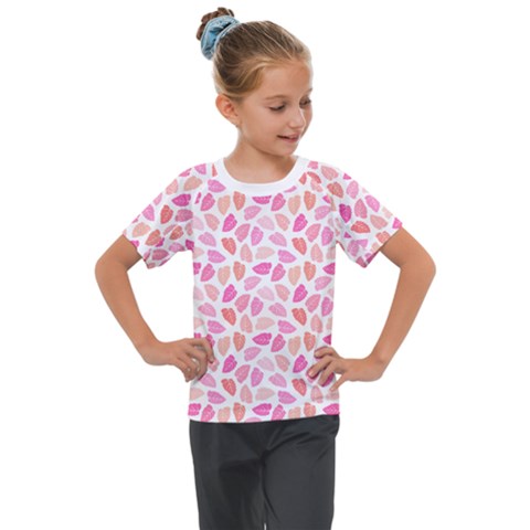 Pink Leaves Kids  Mesh Piece Tee by CuteKingdom