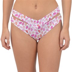 Pink Leaves Double Strap Halter Bikini Bottom by CuteKingdom