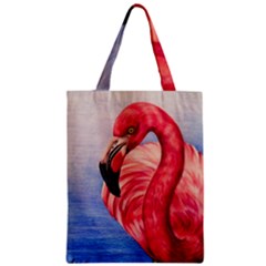 Flamingo Zipper Classic Tote Bag by ArtByThree