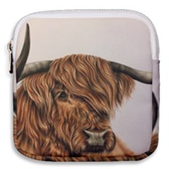 Highland Cow  Giclee Mini Square Pouch by ArtByThree