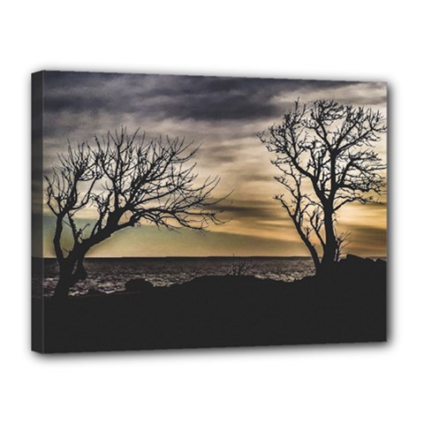 Coastal Sunset Scene At Montevideo City, Uruguay Canvas 16  X 12  (stretched) by dflcprintsclothing