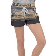 Coastal Sunset Scene At Montevideo City, Uruguay Velour Lounge Shorts by dflcprintsclothing