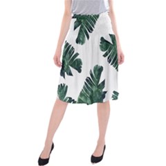 Green Banana Leaves Midi Beach Skirt by goljakoff