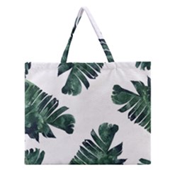 Green Banana Leaves Zipper Large Tote Bag by goljakoff